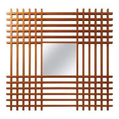 Pre-owned Ettore Sottsass For Santambrogio & De Berti "oak" Wood Wall Mirror, Italy 1960s In Brown