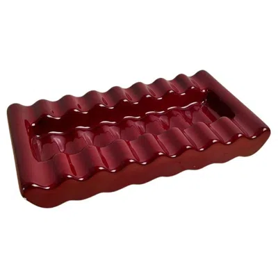 Pre-owned Ettore Sottsass Glazed Ceramic Ashtray Series "onda" By , Italy, 1969 In Red