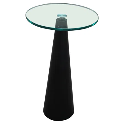 Pre-owned Ettore Sottsass Gueridon Italiano Fusto In Legno Conico Laccato Nero Piano In Vetro Spesso 1980 In Brown