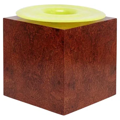Pre-owned Ettore Sottsass H Limited Edition Vase In Wood And Murano Glass For Flowers In Brown