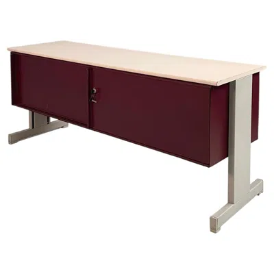 Pre-owned Ettore Sottsass Italian Burgundy Metal Sideboard Synthesis 45  Olivetti, 1970s In Red