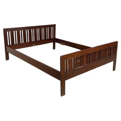 Pre-owned Ettore Sottsass Italian Mid Century Solid Wood Califfo Bed,  For Poltronova 1960s In Brown