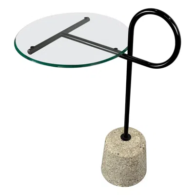 Pre-owned Ettore Sottsass Italian Mid-century Post-modern Sottsass Style Side Table Of Concrete And Steel In Gray
