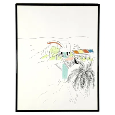 Pre-owned Ettore Sottsass Large Serigraph „senza Titolo“ (architectural Study) By  1986 In Gray