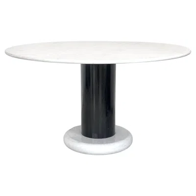 Pre-owned Ettore Sottsass Loto Rosso Polotronova White And Black Round Marble Dining Table