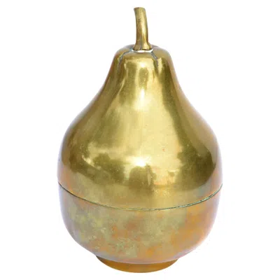 Pre-owned Ettore Sottsass Marked Brass & Silver Plate Pear Ice Bucket, Ice Cube Box, Fruit Sculpture, 1930 In Brown