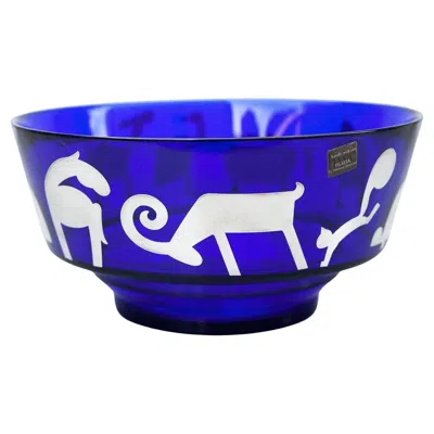 Pre-owned Ettore Sottsass Memphis Egizia Silver Blue Art Glass Bowl, 1990s