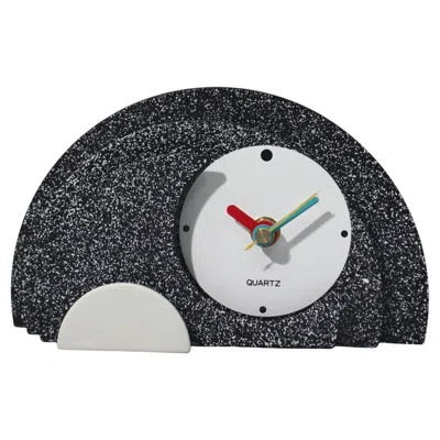 Pre-owned Ettore Sottsass Memphis Milano Style Table Clock In Painted Metal, 1980s In Black
