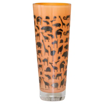 Pre-owned Ettore Sottsass Midcentury Decorated Vase By  For Egizia, Italy, 1980 In Orange