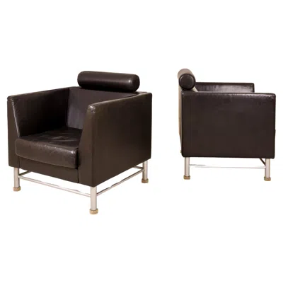 Pre-owned Ettore Sottsass Pair Of  East Side Armchair For Knoll, Circa 1980, Italy In Black