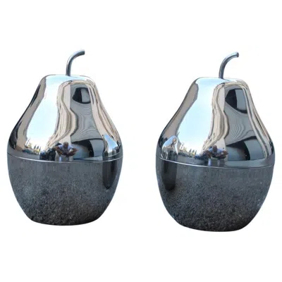 Pre-owned Ettore Sottsass Pair Of Pears In Steel Italy 1970 Rinnovel  Style Ice Box In Gray