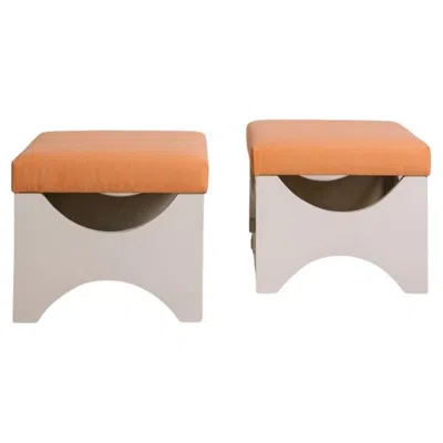 Pre-owned Ettore Sottsass Pair Of Stools, , Circa 1960s In Brown
