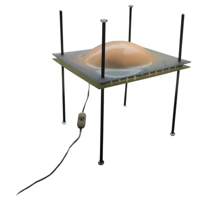 Pre-owned Ettore Sottsass “palafitta” Table Lamp Brass Plexiglas, 1957, Italy In Brown