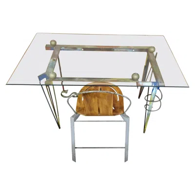 Pre-owned Ettore Sottsass Post Modern Memphis Style Artistic Writing Desk And Chair, Germany 1980s In Brown
