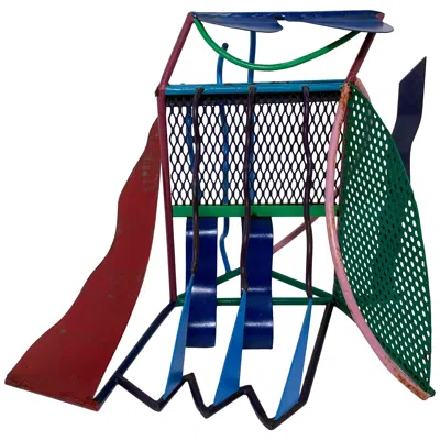 Pre-owned Ettore Sottsass Postmodern Abstract Welded Steel And Enameled Sculpture, Circa 1980s In Black