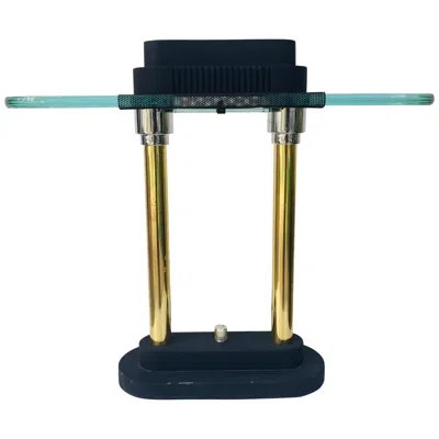 Pre-owned Ettore Sottsass Postmodern Black & Brass Halogen Desk Lamp Inspired By Sonneman