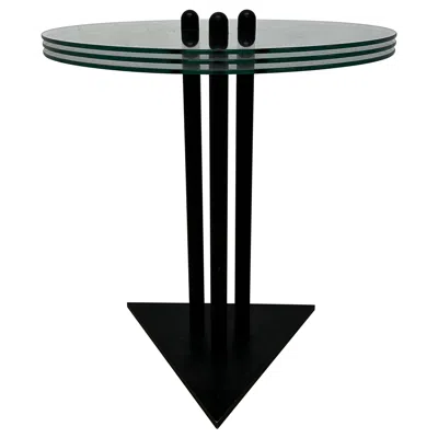 Pre-owned Ettore Sottsass Postmodern Glass Top Side Or End Table By Becker Designs, 1990s In Black