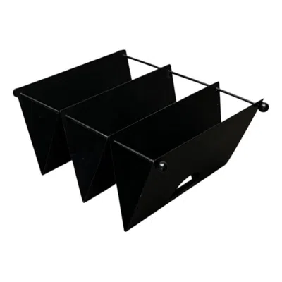 Pre-owned Ettore Sottsass Postmodern Italian Metal Magazine Rack Holder, 1980s In Brown