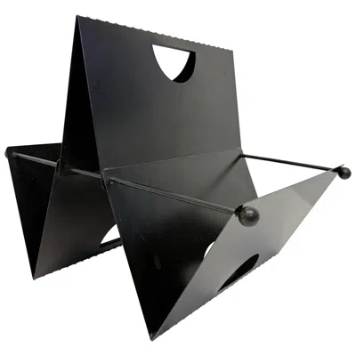 Pre-owned Ettore Sottsass Postmodern Memphis Style Black Metal Magazine Rack, 1980s