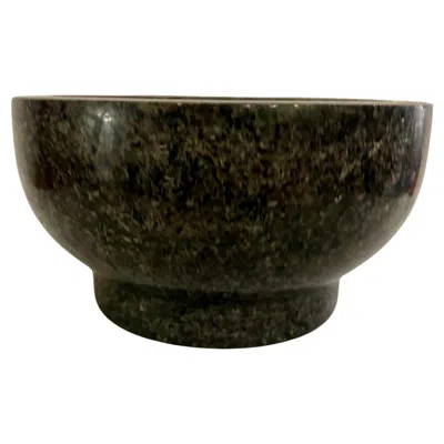 Pre-owned Ettore Sottsass Postmodern Solid Polished Granite Massive Italian Footed Compote Bowl In Black