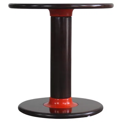 Pre-owned Ettore Sottsass Rocchettone Round Side Table In Walnut Wood By Poltronova 1960s In Brown