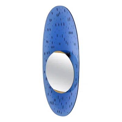 Pre-owned Ettore Sottsass Santambrogio & De Berti 1958''oval Curved Mirror. In Blue