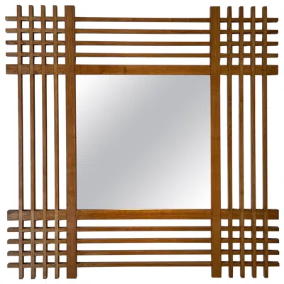 Pre-owned Ettore Sottsass Santambrogio E De Berti Oak Wood Mirror, Italy, 1959 In Brown