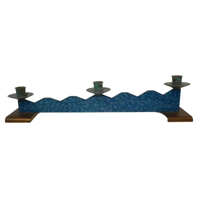 Pre-owned Ettore Sottsass Sottsass Mid Century Candlestick Center Piece In Blue