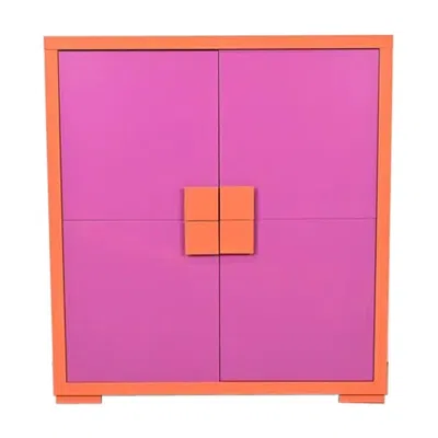 Pre-owned Ettore Sottsass Style Postmodern Magenta And Orange Lacquered Cabinet In Red