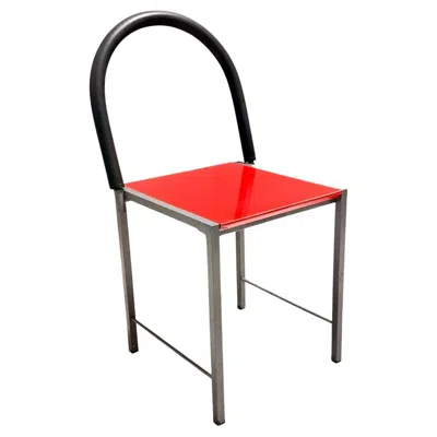 Pre-owned Ettore Sottsass Style Red Vintage Side Chair, Laminate & Metal, Italy, 1980s