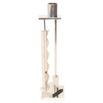Pre-owned Ettore Sottsass Swid Powell Candlestick Abstract Architectural Form Mid Century In Silver