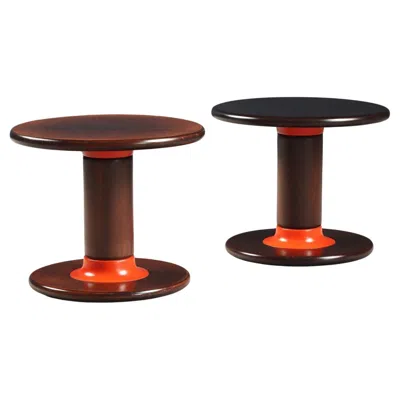 Pre-owned Ettore Sottsass Two 'rocchetto' Side Tables By  For Poltronova 1970s In Brown