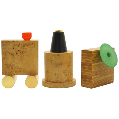 Pre-owned Ettore Sottsass Vases From 27 Woods For A Chinese Artificial Flower In Brown