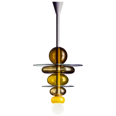 Pre-owned Ettore Sottsass Venini Firenze Pendant Light In Brown And Yellow By