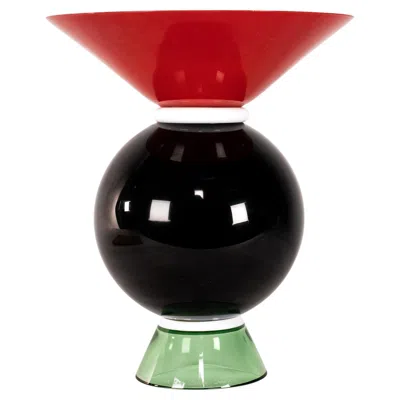 Pre-owned Ettore Sottsass Venini Vase Yemen Multicolor Murano Glass, Signed 2014, Design By Sottsass In Black