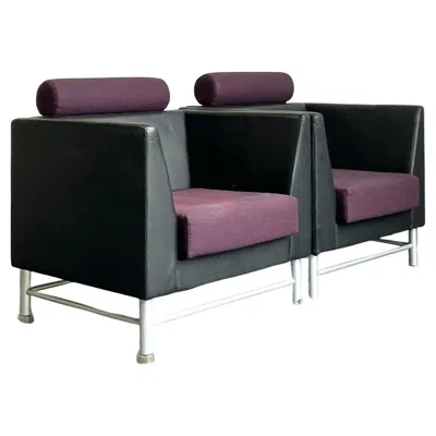 Pre-owned Ettore Sottsass Vintage Boho  For Knoll Lounge Chairs - A Pair In Black