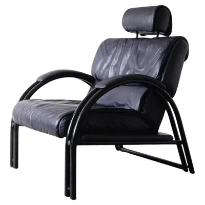 Pre-owned Ettore Sottsass Vintage Italian Lounge Chair In Leather In Black