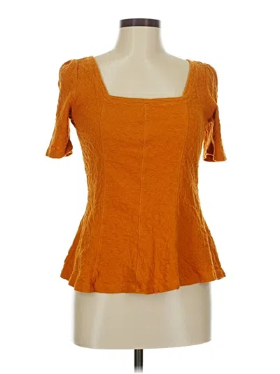 Pre-owned Ett:twa By Anthropologie Short Sleeve Top Orange Square Neckline Tops