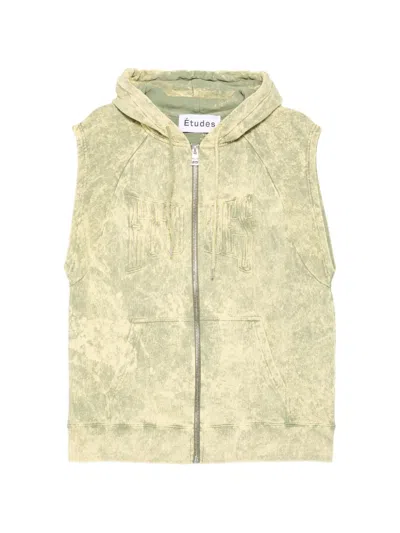 Etudes Studio Acid-wash Sleeveless Hoodie In Green