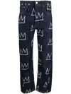 Etudes Studio All-over Crown-print Trousers In Blue