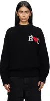 Etudes Studio Black Heavy Round Neck Sweater In Black