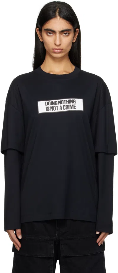 Etudes Studio Black 'not A Crime' Double Sleeves T-shirt
