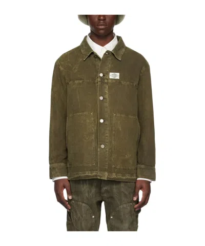 Etudes Studio Bleached-effect Denim Shirt In Green