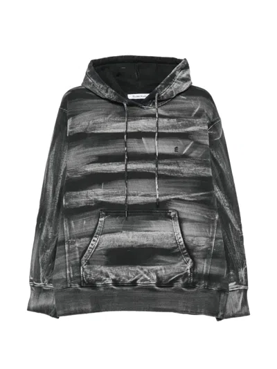 Etudes Studio Bleached-effect Logo-embroidered Hoodie In 블랙