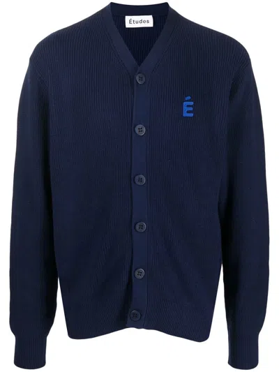 Etudes Studio Boris Logo-patch Cardigan In Navy