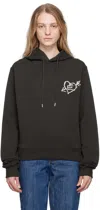 Etudes Studio Brown Limit Small Graffiti Hoodie In Dk Brown