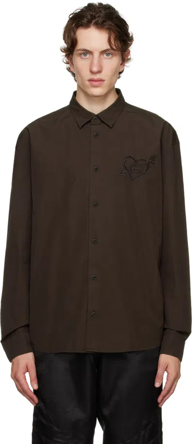 Etudes Studio Brown Lyrique Graffiti Shirt In Dyed Brown