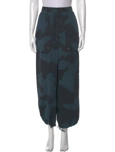 Pre-owned Etudes Studio Camouflage Print Wide Leg Pants In Green
