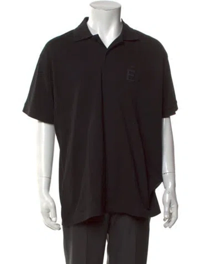 Pre-owned Etudes Studio Collar Short Sleeve Polo Shirt In Black