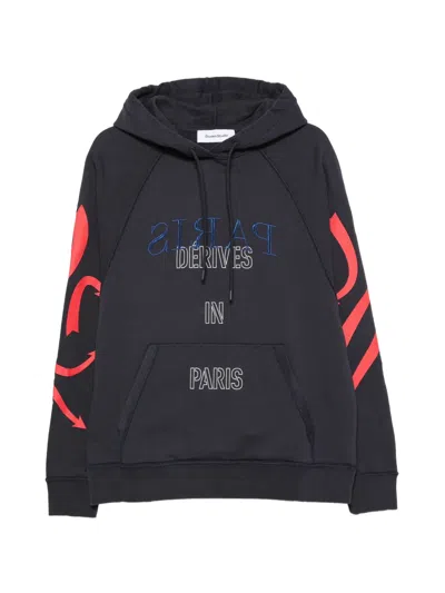 Etudes Studio Derives Logo-embroidered Raglan-sleeve Hoodie In Black